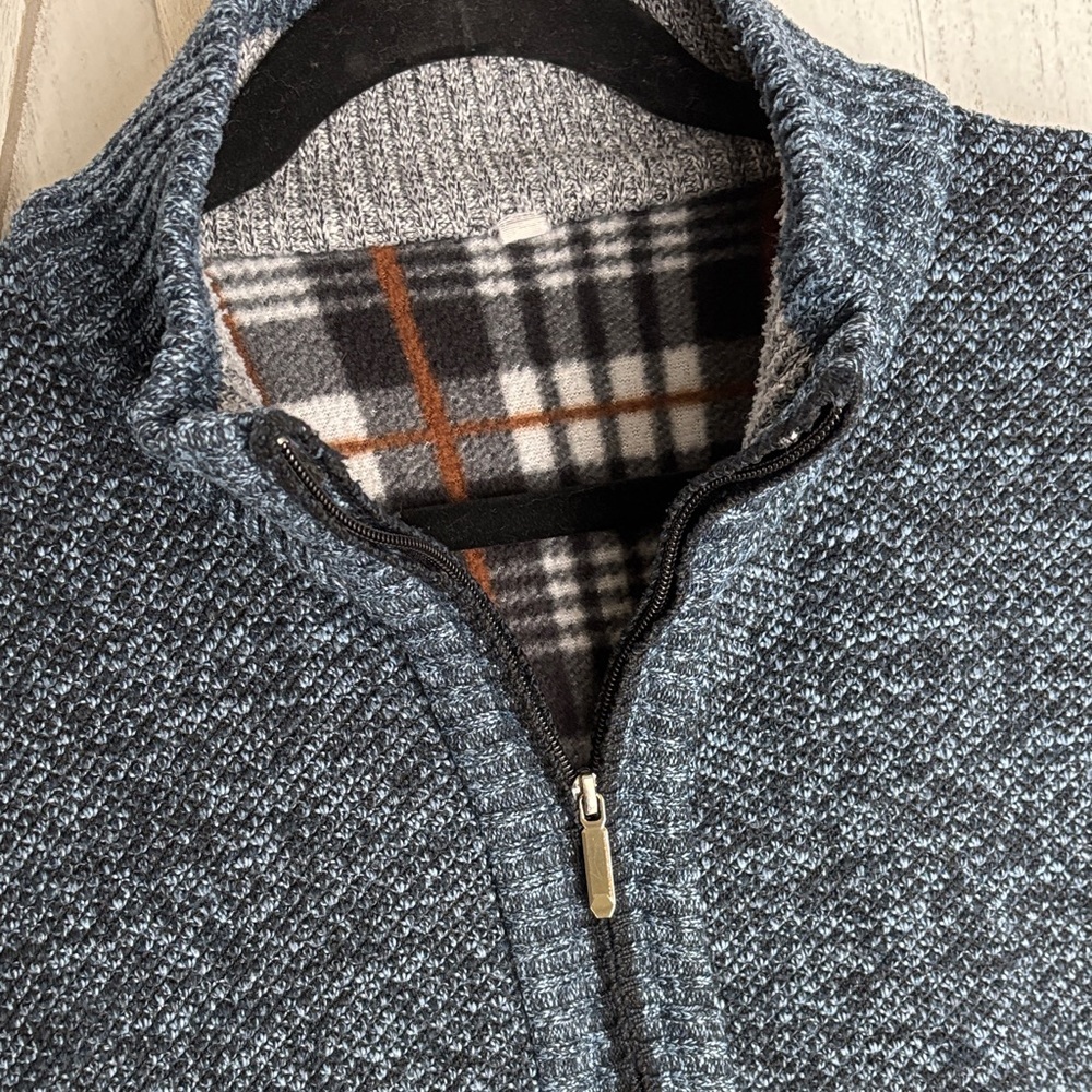 Men’s Marled Blue Full-Zip Fleece Lined Sweater Jacket EST Size Medium